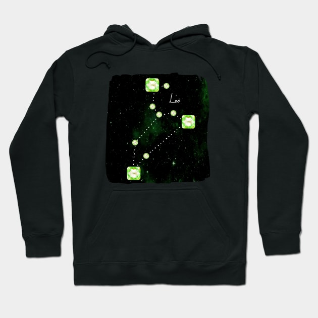 Leo Constellation in Peridot - Star Signs and Birth Stones Hoodie by annaleebeer